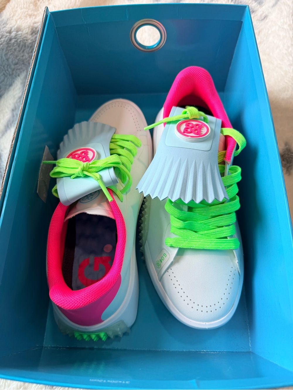 Women’s G/Fore Golf shoes White Sneakers with Neon Pink & Lime Never worn!
